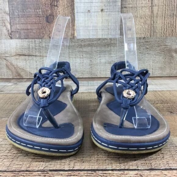 Socofy Blue‎ Strappy Braided Thong SandalsWomens 39 8 Slingback - Picture 2 of 12